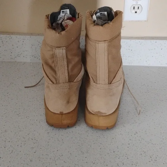 Women's Tan Combat Boots - Picture 2 of 7